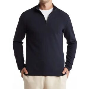 Hugo Boss Navy Quarter Zip Tenore Long Sleeve Sweater L (slim fit) NWT